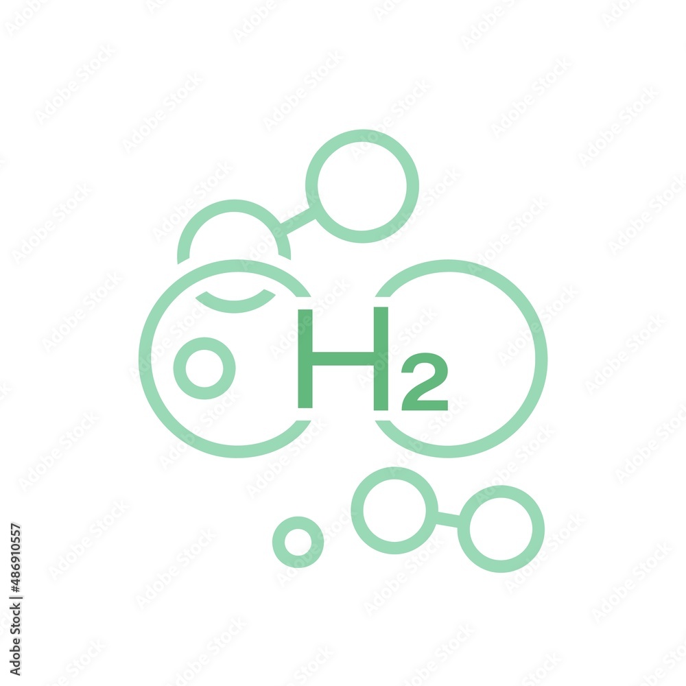 Green hydrogen molecule sign. Editable vector illustration Green hydrogen molecule sign. Editable vector illustration