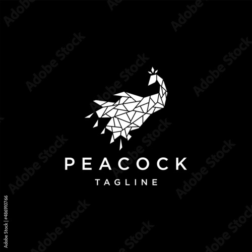 Peacock geometric logo vector icon design template