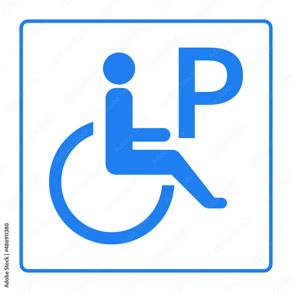 Disabled parking sign vector illustration isolated on white background Disabled parking sign vector illustration isolated on white background