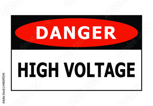 High voltage danger sign board vector illustration isolated on white background