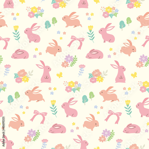 colorful pattern with cute bunnies