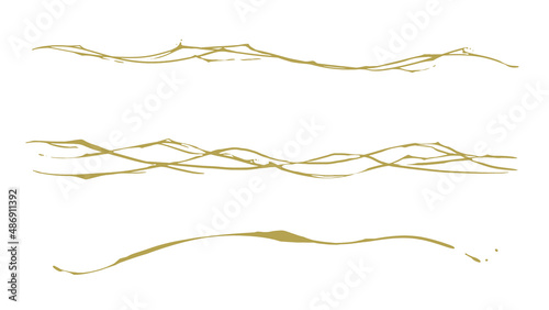 シンプルな水面のライン装飾イラストセット　水　波　エフェクト