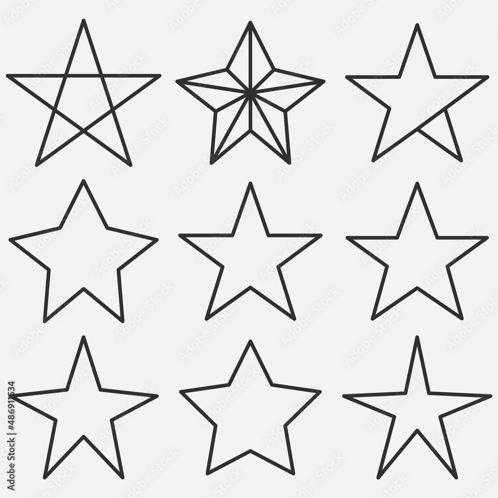 Star icon. Set of star pictogram. Vector illustration.