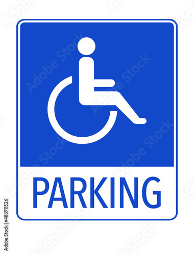 Disabled parking text with sign blue vector illustration