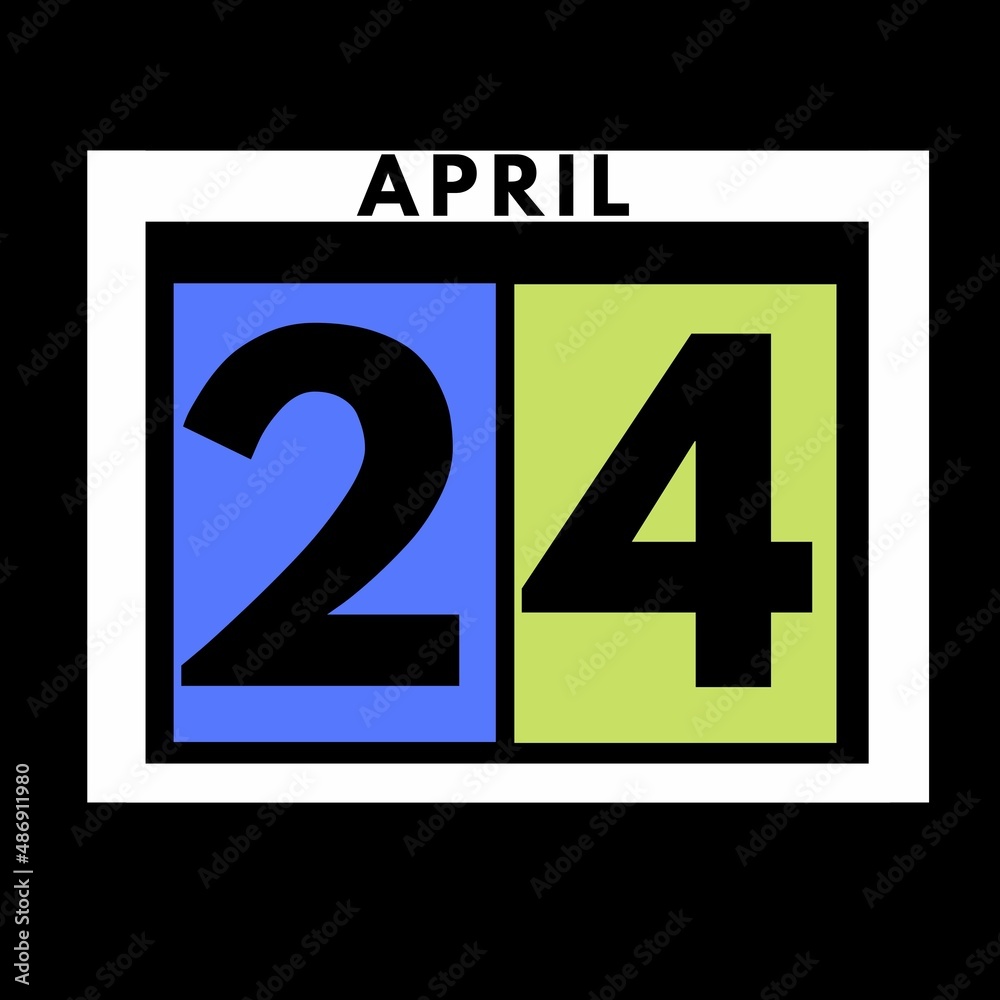 April 24 . colored flat daily calendar icon .date ,day, month .calendar for the month of April