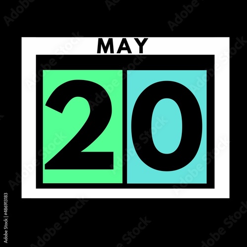 May 20 . colored flat daily calendar icon .date ,day, month .calendar for the month of May