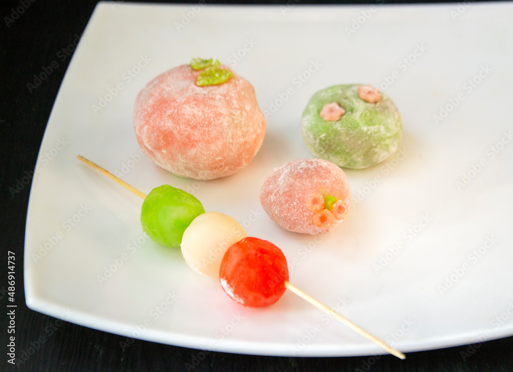 Daifuku and dango rice flour desserts