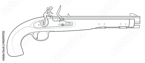 Illustration of black powder flintlock pistol Kentucky