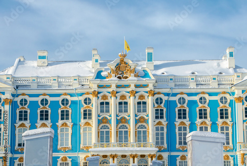 Catherine palace in winter, Pushkin, Tsarskoe Selo, St. Petersburg, Russia