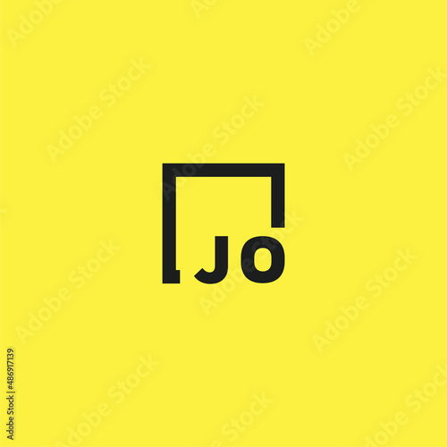 JO initial monogram logo with square style design
