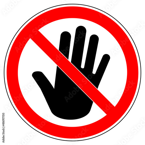 vsrr316 VectorSignRoundRed vsrr - german: stop hand . english: prohibition sign . no entry . do not touch . vector graphic sign . transparent background . AI 10 / EPS 10 . g11196