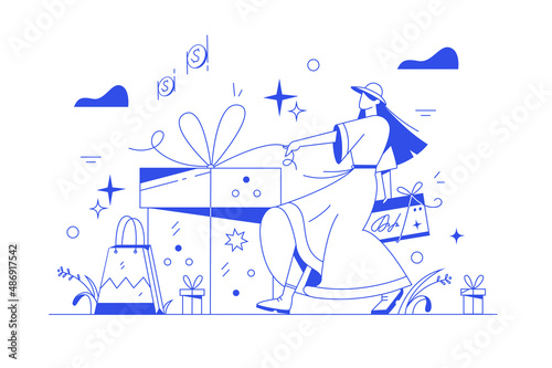 Girl with voucher, gift certificate or coupon