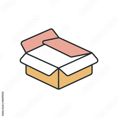 unpacking icon from delivery and logistic collection. Thin outline unpacking, box, cardboard detailed offset lineal color icon isolated on white background. Line vector unpacking sign, symbol for web