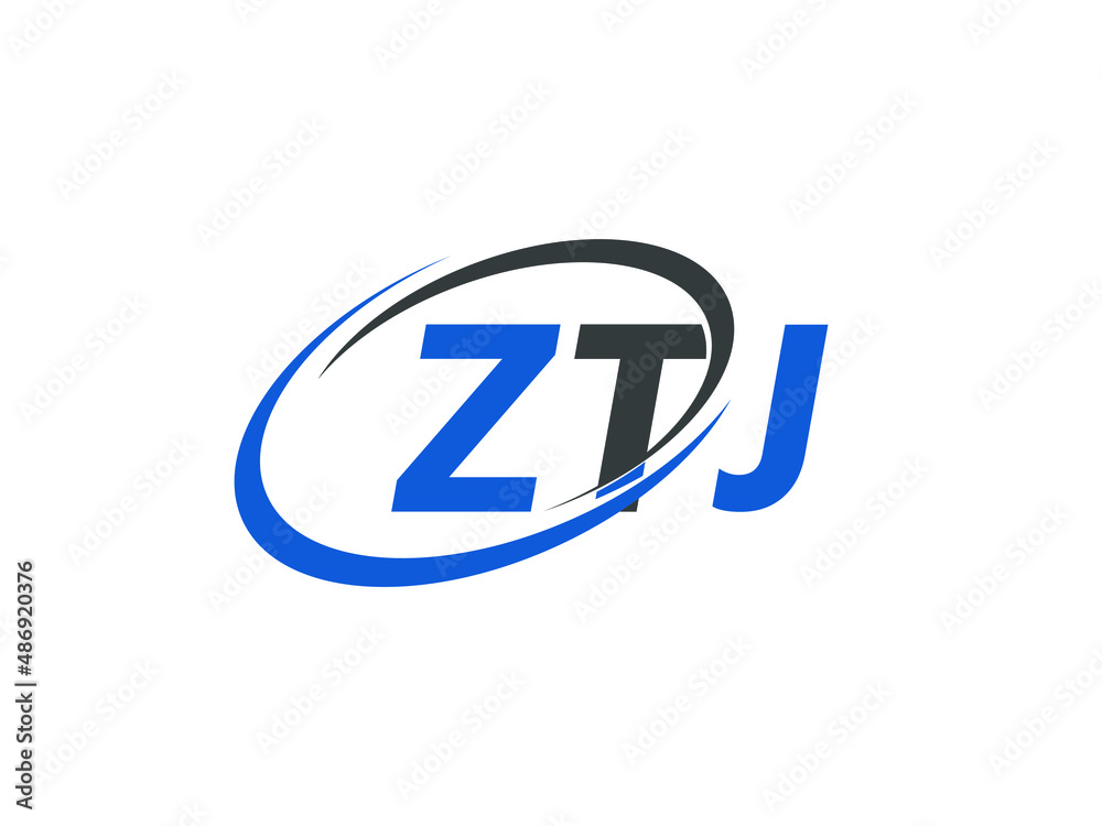 ZTJ letter creative modern elegant swoosh logo design
