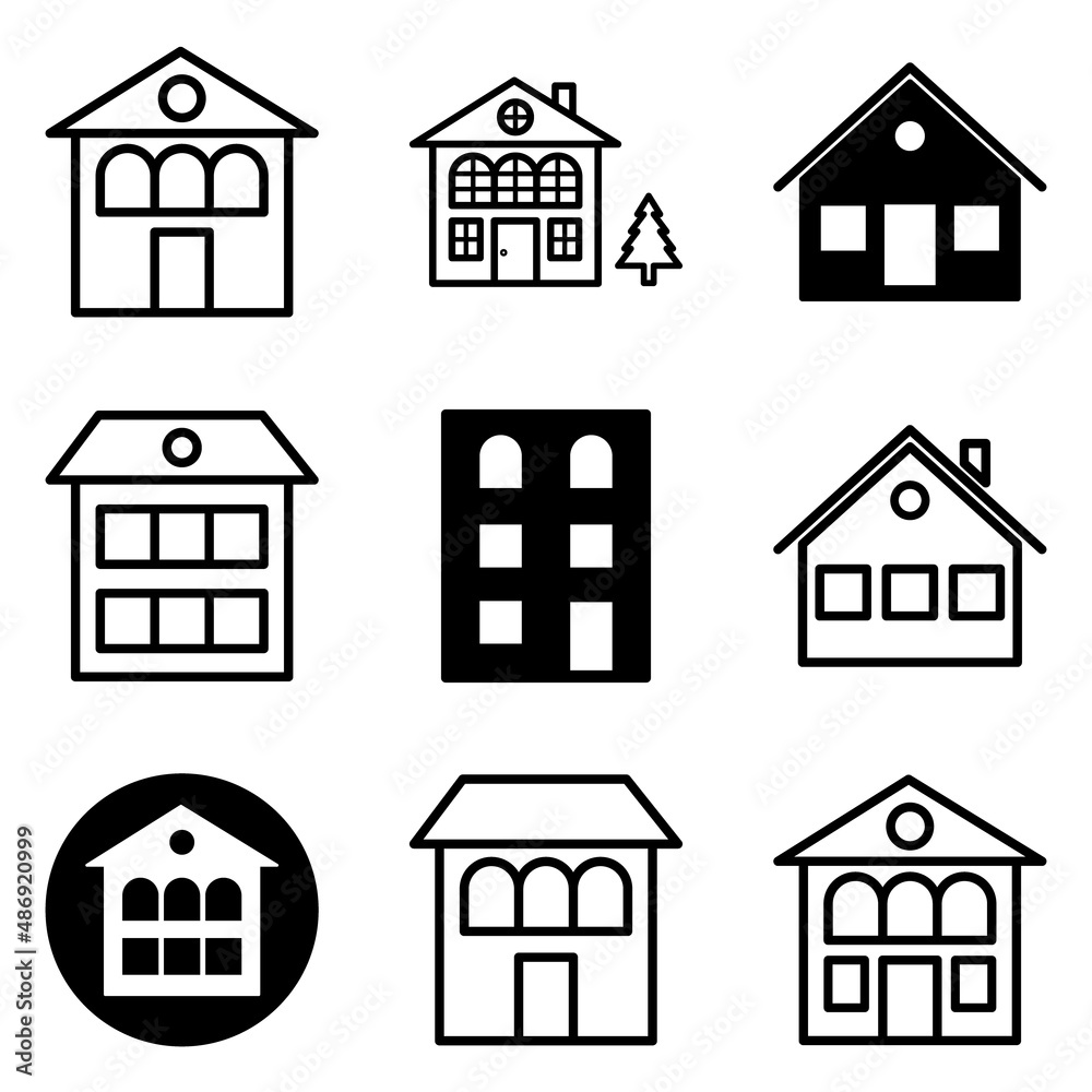 House Flat Icon Set Isolated On White Background House Flat Icon Set Isolated On White Background