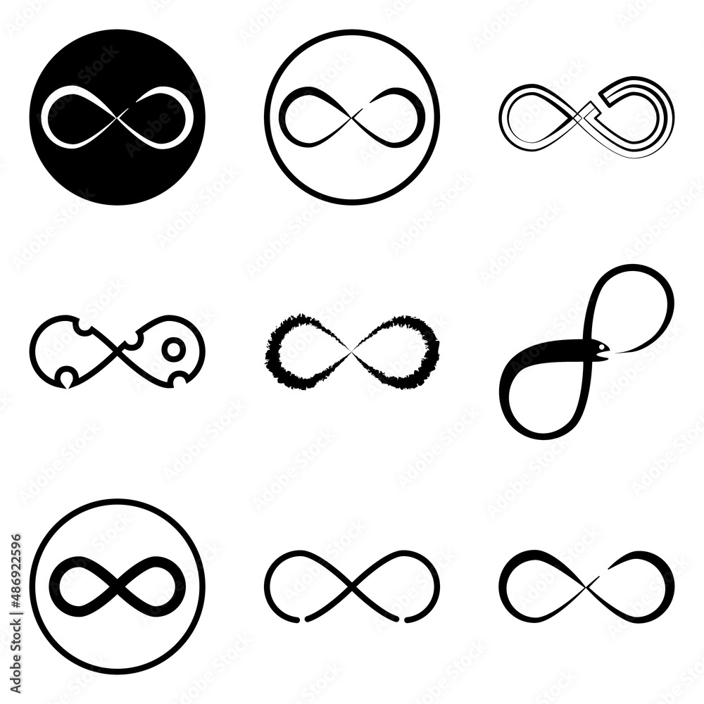 Infinity Flat Icon Set Isolated On White Background Infinity Flat Icon Set Isolated On White Background