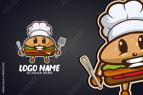 burger chef art logo design