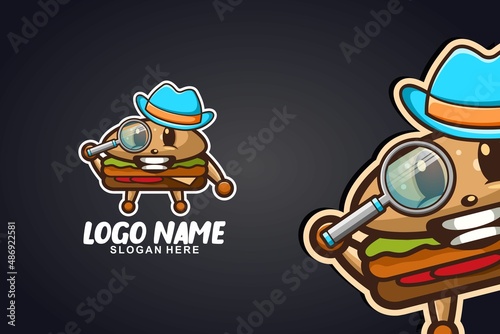 burger detective art logo design