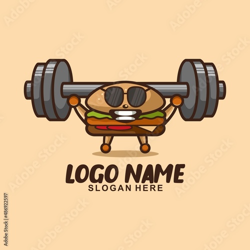 burger fitness art logo design