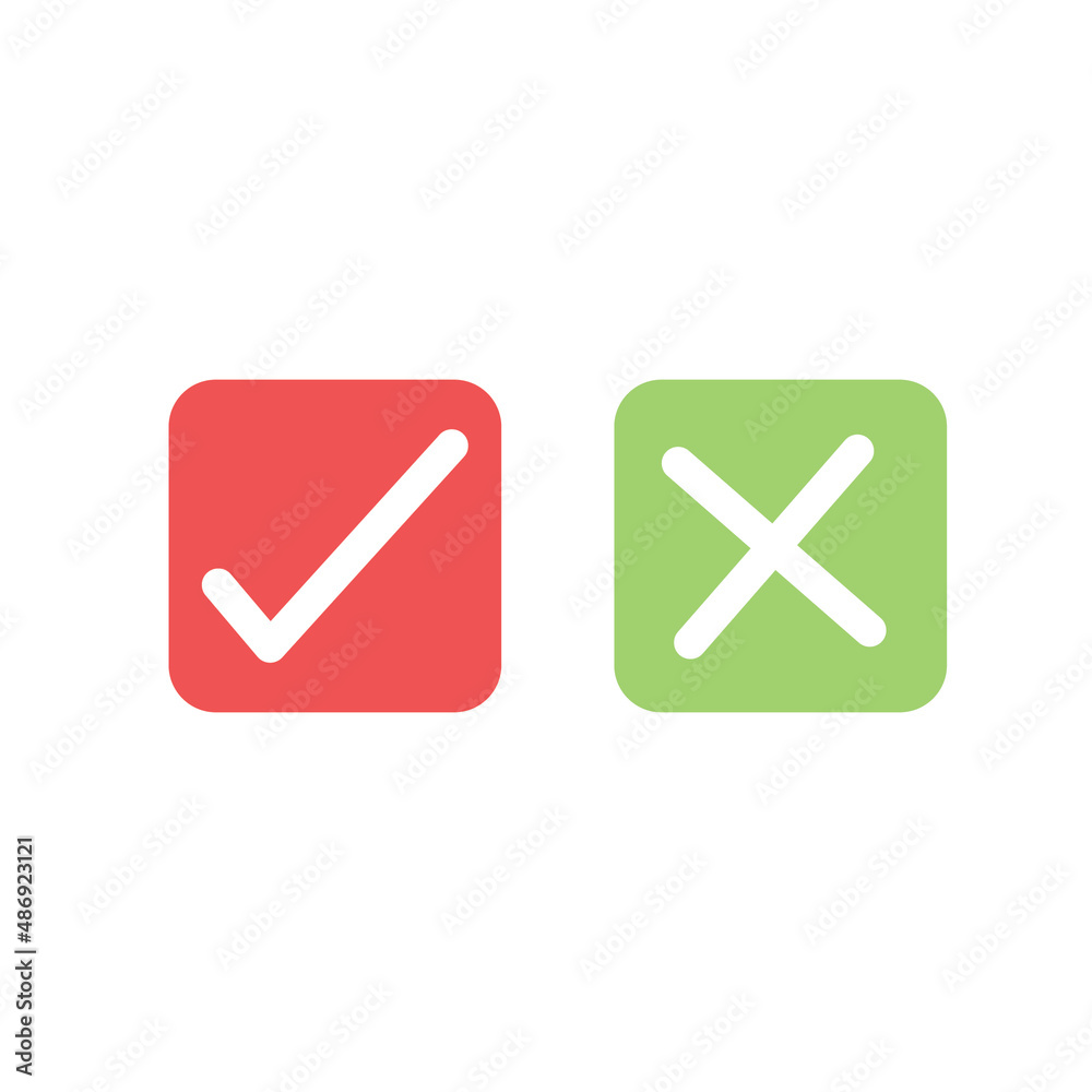 Tick and cross signs. green checkmark and red x isolated icons. check mark symbols. Tick and cross signs. green checkmark and red x isolated icons. check mark symbols.
