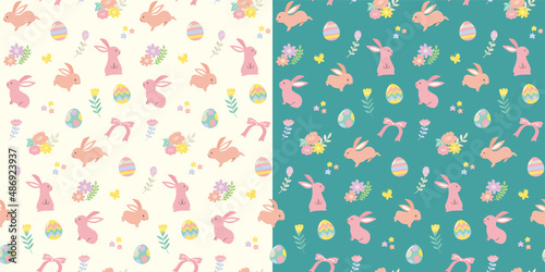 colorful pattern with cute bunnies