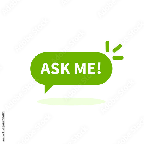 green message talk box like ask me icon. Vector