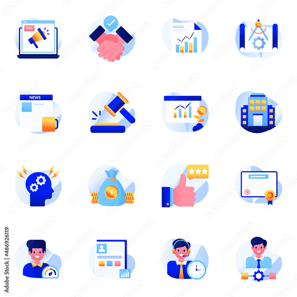 Fototapeta premium Pack of Marketing Flat Icons