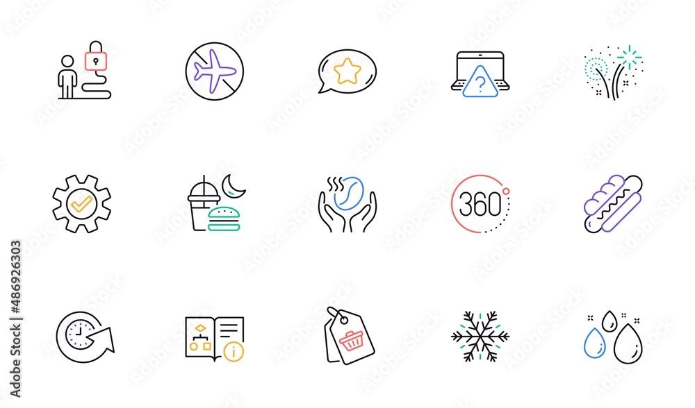 Service, Air conditioning and Technical algorithm line icons for website, printing. Collection of 360 degrees, Online question, Update time icons. Hotdog, Flight mode, Fireworks web elements. Vector Service, Air conditioning and Technical algorithm line icons for website, printing. Collection of 360 degrees, Online question, Update time icons. Hotdog, Flight mode, Fireworks web elements. Vector