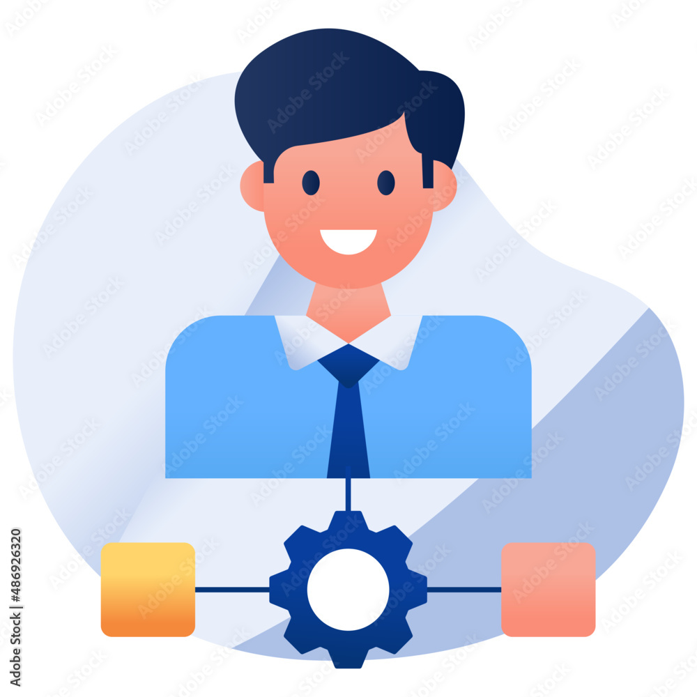 Avatar with gear, flat design icon of manager
Avatar with gear, flat design icon of manager