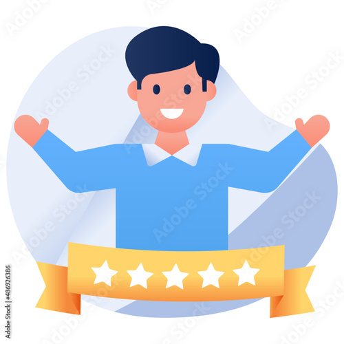 Avatar with stars, colorful design icon of best employee

