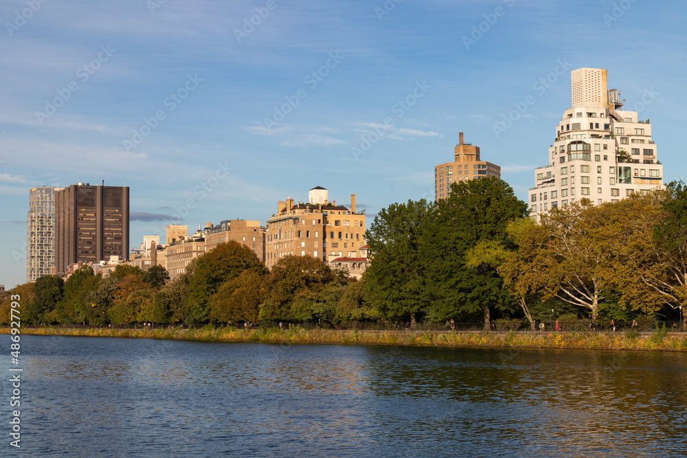 Upper East Side Skyline and the Central Park Reservoir in New York City