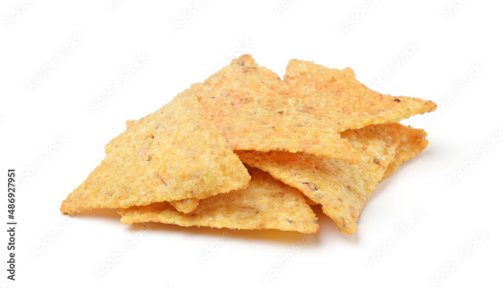 Heap of corn chips isolated.