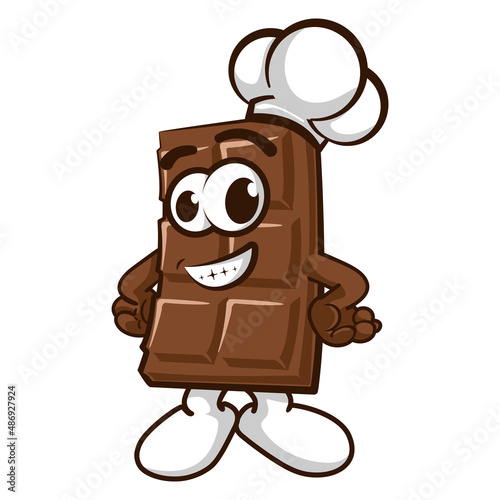 vector illustration of mascot of chocolate bar chef