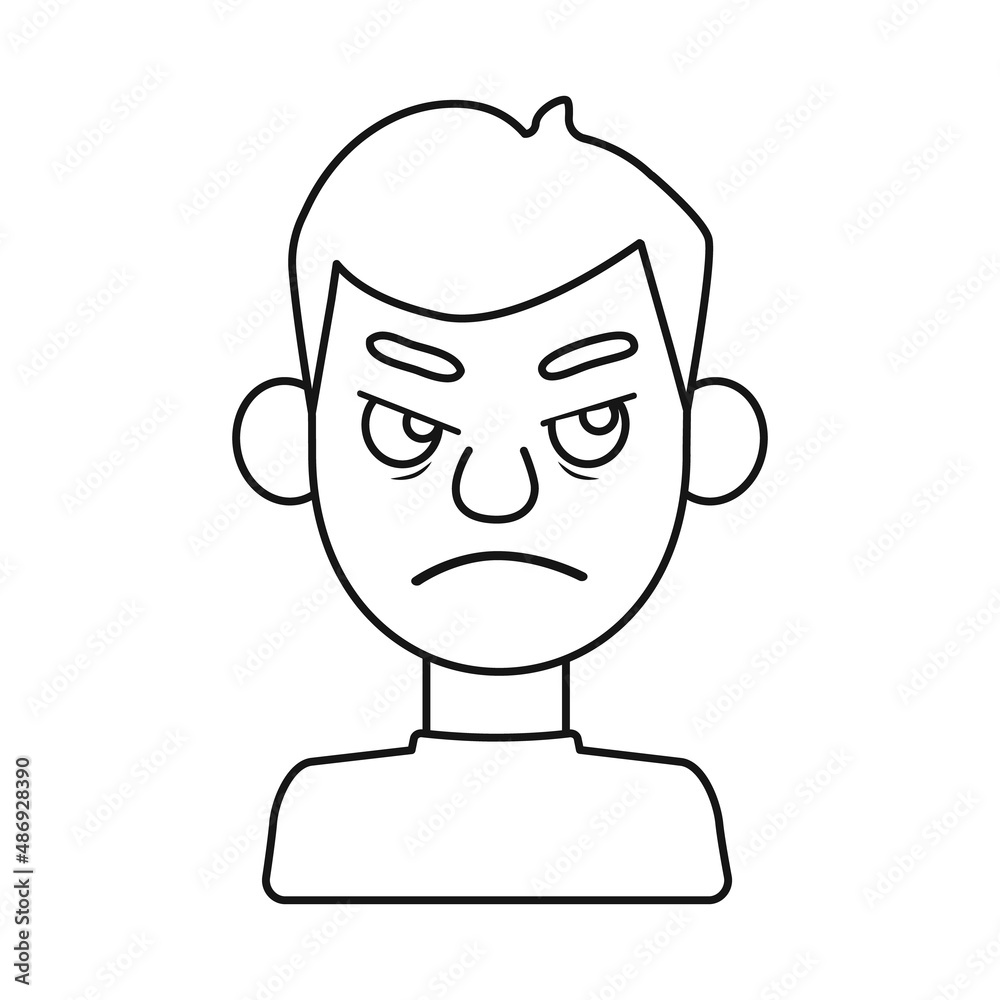 Vector illustration of guy and emotion sign. Collection of guy and features stock vector illustration.