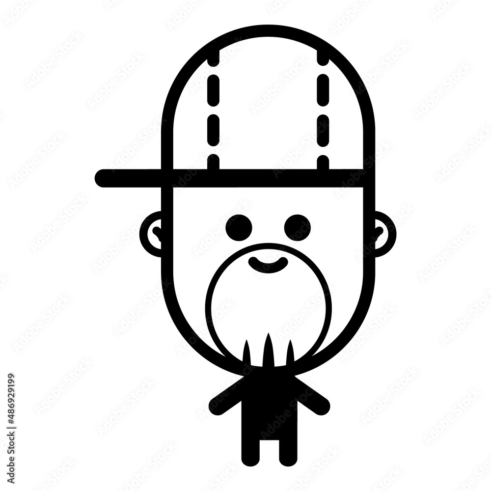 Man Character Beard Flat Icon Isolated On White Background Man Character Beard Flat Icon Isolated On White Background