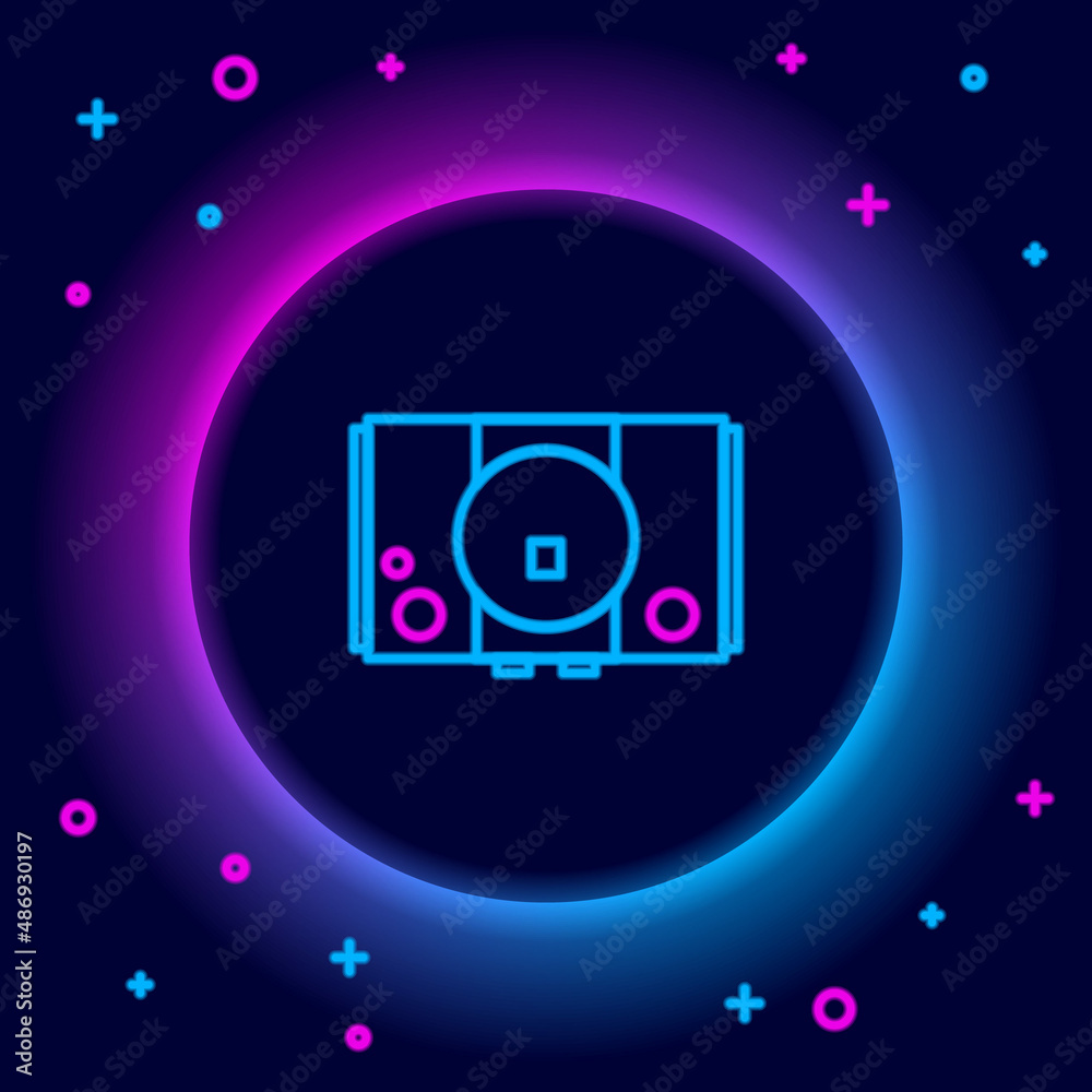 Glowing neon line Video game console icon isolated on black background. Colorful outline concept. Vector Glowing neon line Video game console icon isolated on black background. Colorful outline concept. Vector