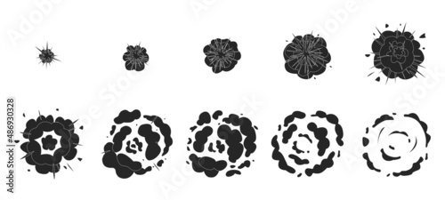 Explosion process isolated black set icon. Vector illustration effect explode on white background. Vector black set icon explosion process.