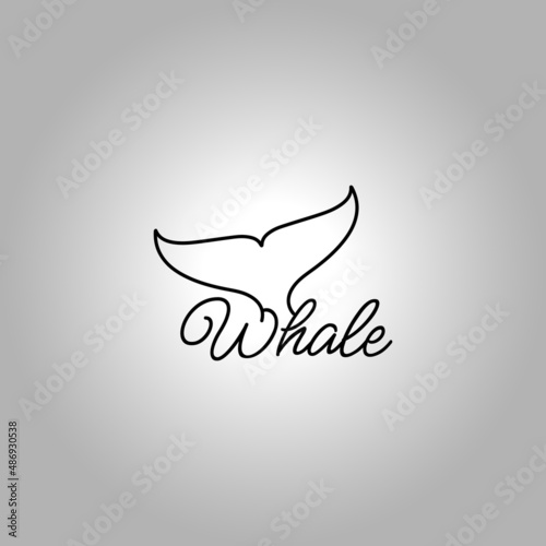 Creative whale tail logo vector illustration design graphic, clever line art logo concept