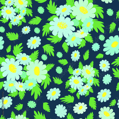 chamomile glade pattern blue background