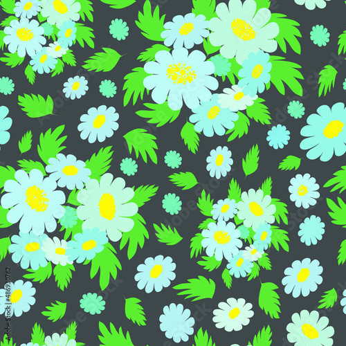 chamomile glade pattern Gray background