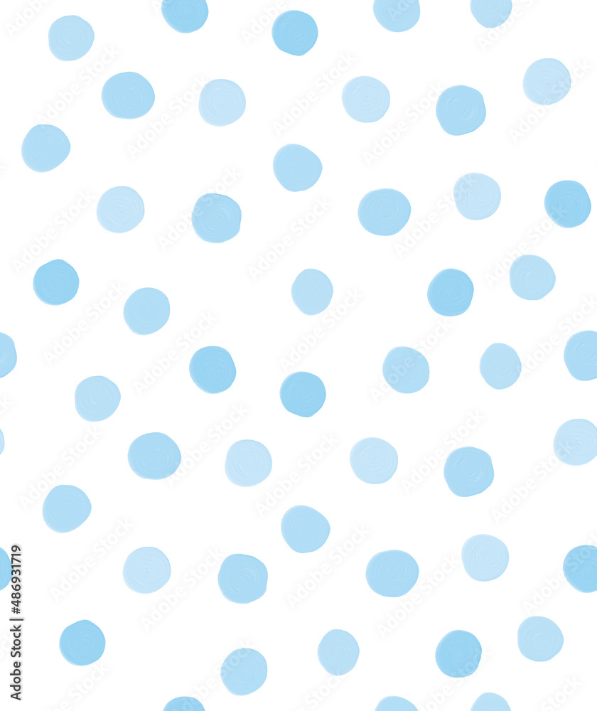 Simple Geometric Seamless Vector Patterns with Blue Hand Drawn Dots Isolated on a White Backgroud. Funny Abstract Irregular Dotted Print ideal for Fabric, Textile, Wrapping Paper.