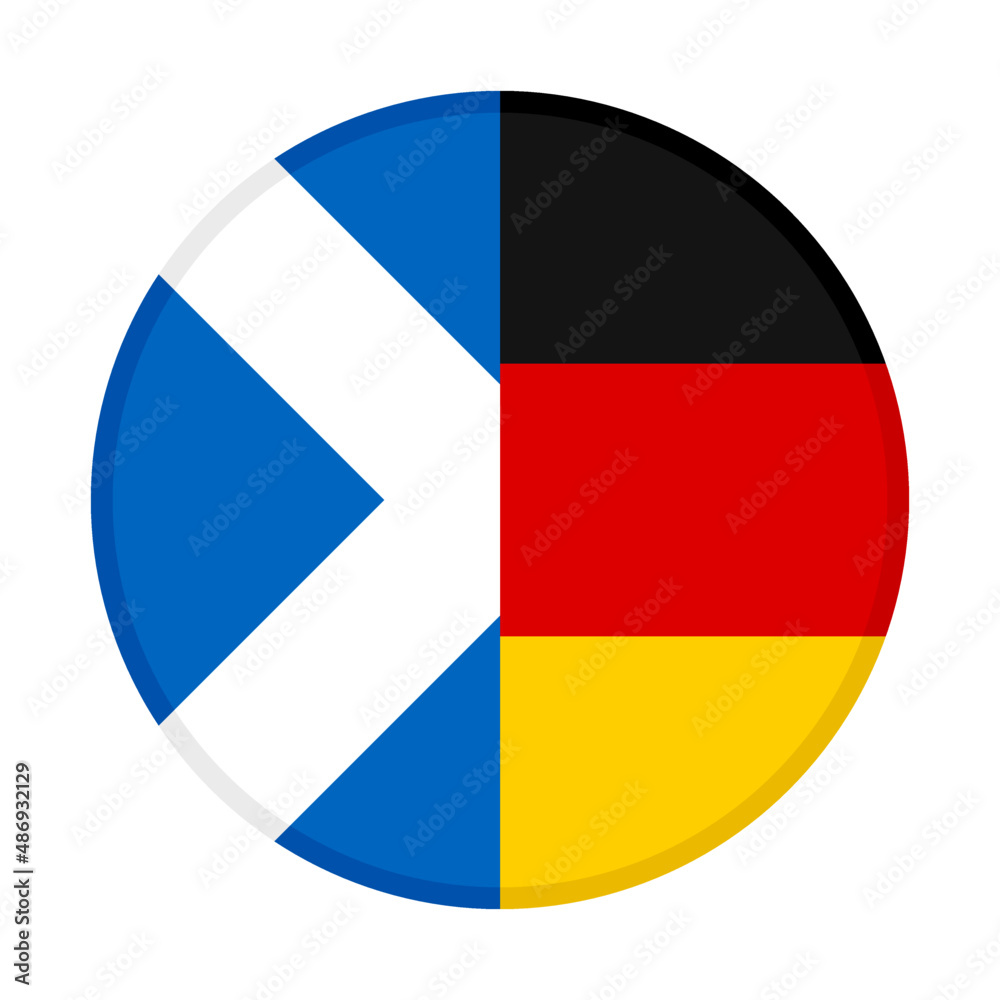Fototapeta premium round icon with scotland and germany flags. vector illustration isolated on white background 