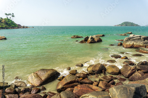 Landscape of Palolem beach on sunny morning, Goa, India.
