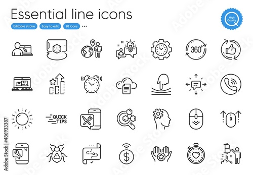 Augmented reality, Time management and Elastic line icons. Collection of Scroll down, Contactless payment, Engineering icons. Favorite, Sms, Chemistry lab web elements. Online education. Vector