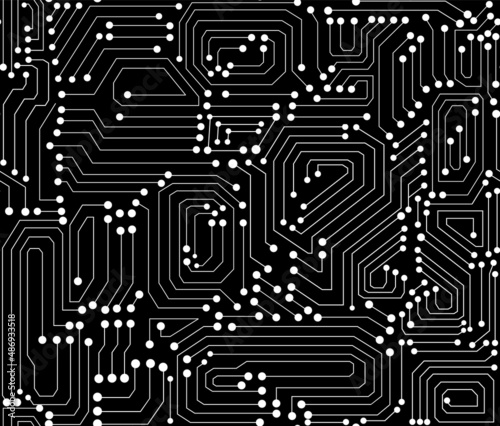 Technical vector seamless background with circuit board pattern