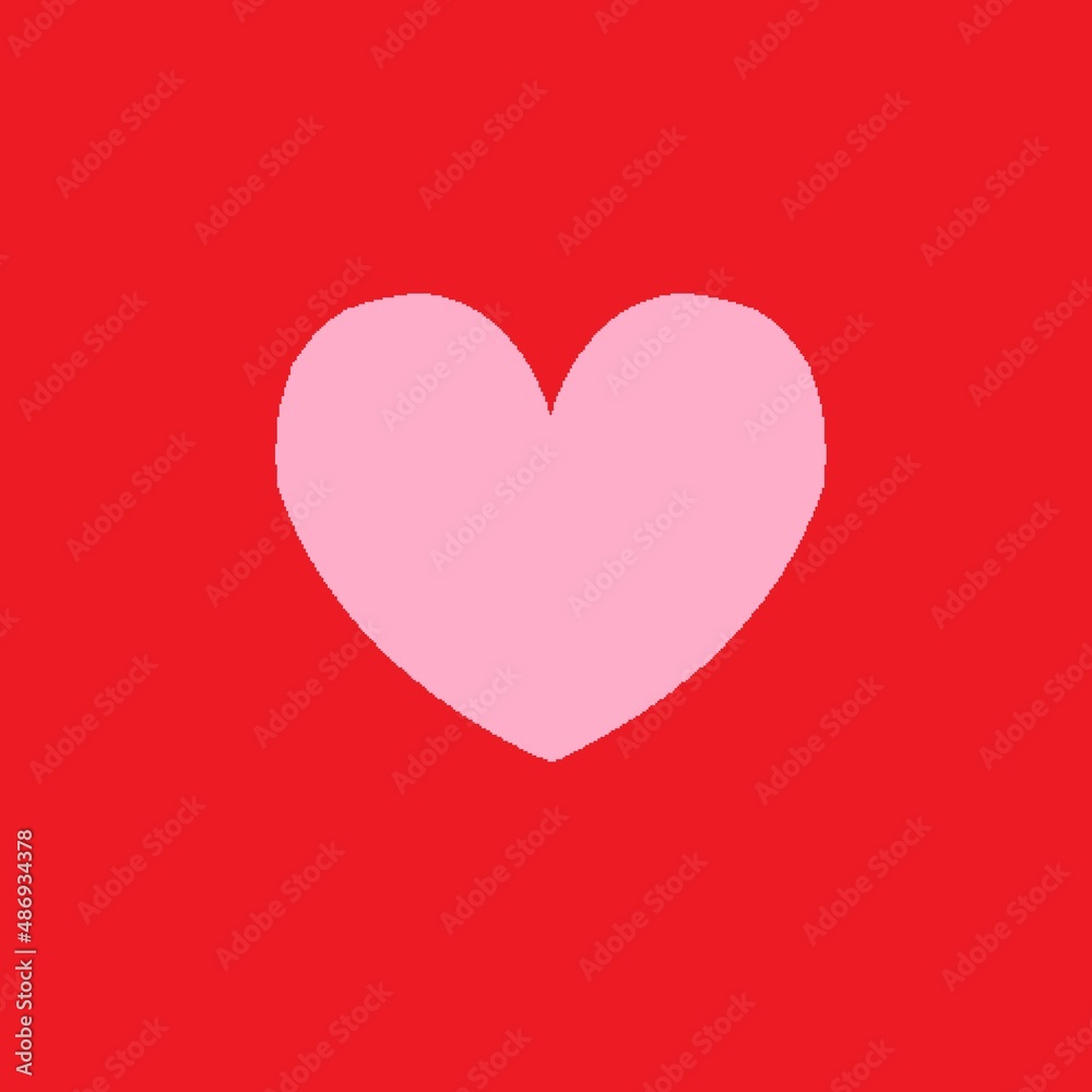 One pink heart on red background in center One pink heart on red background in center