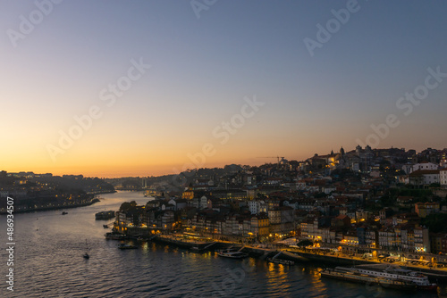 Beautiful sunset in the city of Porto with the sunset in the background