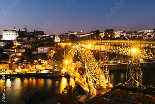 View of the city of Porto with the Don Luis bridge illuminated. © Jenni Ventura Martil
