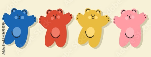 Colorful gummy bears for kids, flat design, cartoon. Vector illustration.
