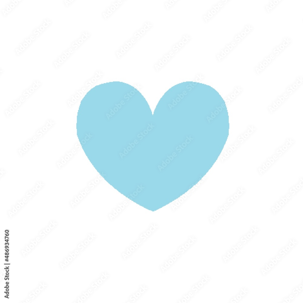 One blue heart on white background in center